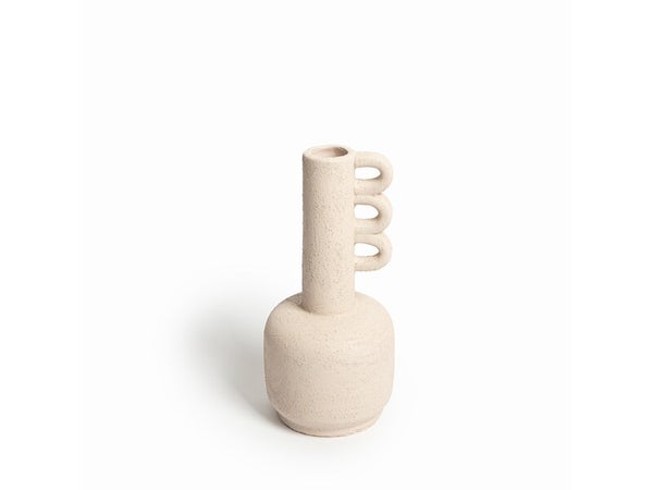 Vase en céramique, Terra, diam.12 x H.25 cm, beige