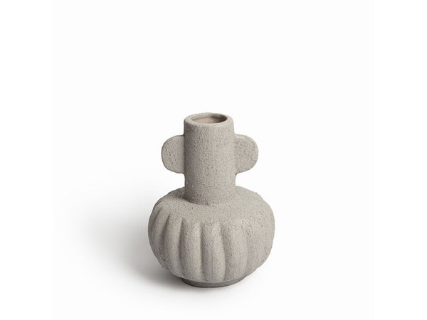 Vase en céramique, diam.15 x H.19 cm, gris clair