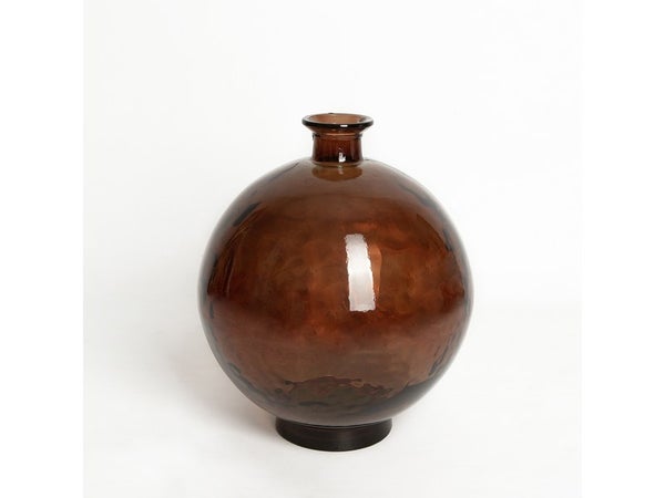 Vase en verre recyclé, CALISTA, diam.34 x H.39 cm, brun