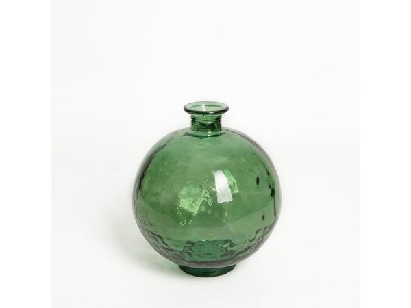 Vase en verre recyclé, CALISTA, diam.24 x H.28 cm, vert