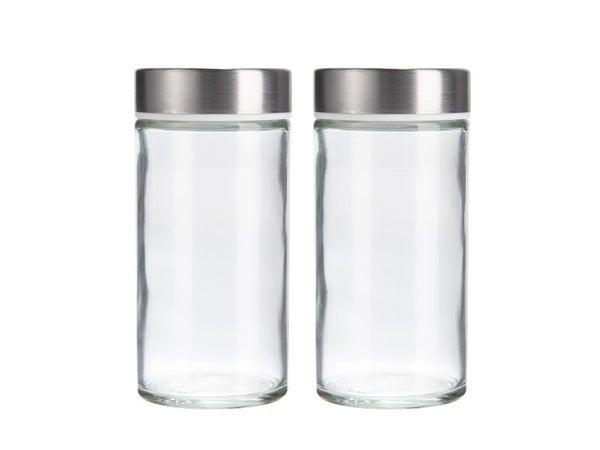 Lot de 2 pots à épices couvercle inox DELINIA