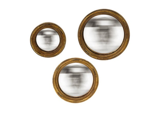 Assortiment de 3 miroirs rond Convexe doré diam.9/11/13cm EMDE DUMONT