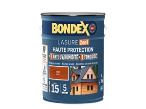 Lasure BONDEX 2en1 haute protection 5 ans teck satiné 5 L