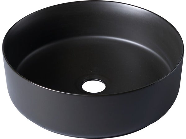 Vasque à poser porcelaine rond Andora Diam.37 cm noir mat