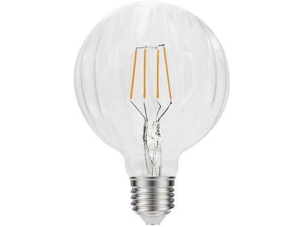 Ampoule led décorative, globe, striée droit, XXCELL, 95mm E27, 400lm = 35W, 2700K blanc chaud