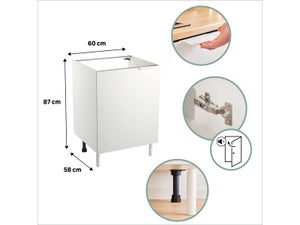 Meuble bas 60cm 1 porte ELEKI blanc