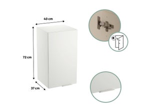 Meuble haut 40cm 1 porte ELEKI blanc