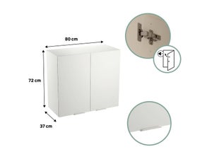 Meuble haut 80cm 2 portes ELEKI blanc