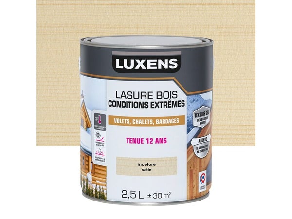 Lasure LUXENS Conditions extrêmes 12 ans incolore brillant 2,5 litre