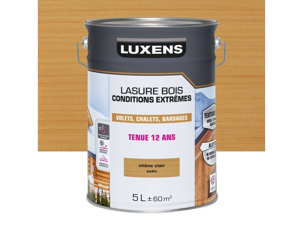 Lasure LUXENS Conditions extrêmes 12 ans chêne clair brillant 5 litres
