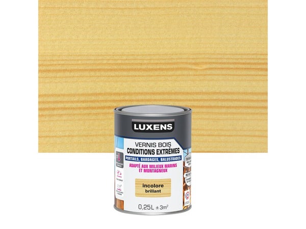 Vernis pour bois extérieur LUXENS Conditions extrêmes incolore brillant 0.25 litre