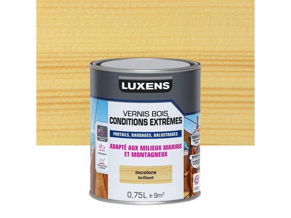 Vernis pour bois extérieur LUXENS Conditions extêmes incolore brillant 0.75 litre