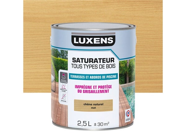 Saturateur pour bois extérieur LUXENS chêne naturel mat 2.5 l