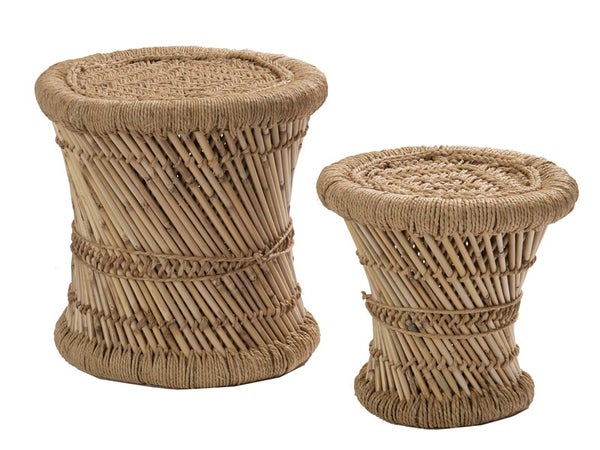 Set de deux tabourets en bambou