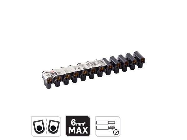 Barrette de 12 dominos électriques, 6mm² pour rigide et souple LEXMAN