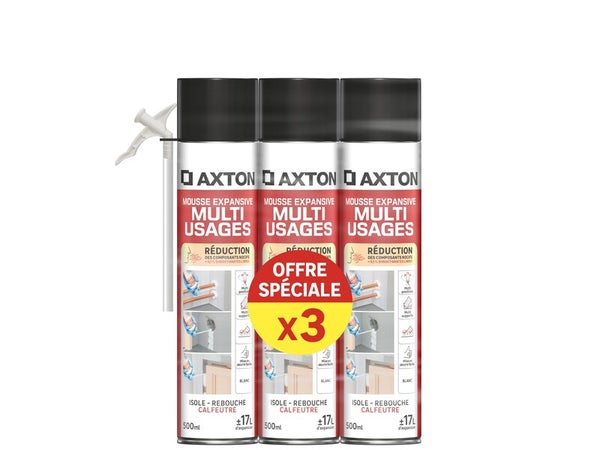 Lot de 3 mousses Expansive multi-usages AXTON 500 ml