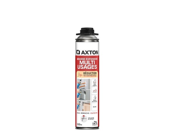 Mousse expansive multi usages <0.1% iso AXTON pour pistolet blanc 500ml