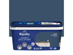 Peinture mur, RIPOLIN cuisine et bain, 2 litres, bleu de bering satin