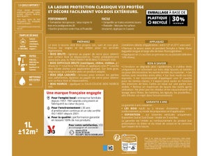 Lasure V33 Protection classique 4 ans chêne doré satiné 5 l