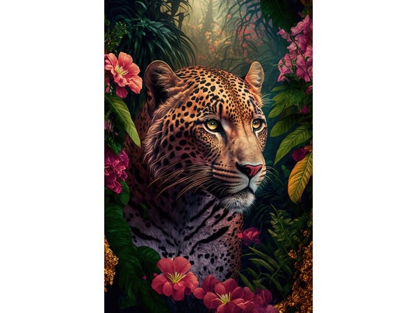 Toile imprimée Leopard Fleuri, CEANOTHE 65 x 97 cm