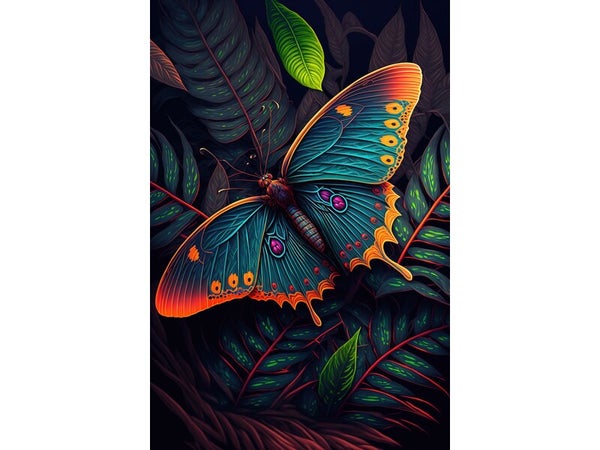 Toile imprimée Papillon néon, CEANOTHE 30 x 45 cm