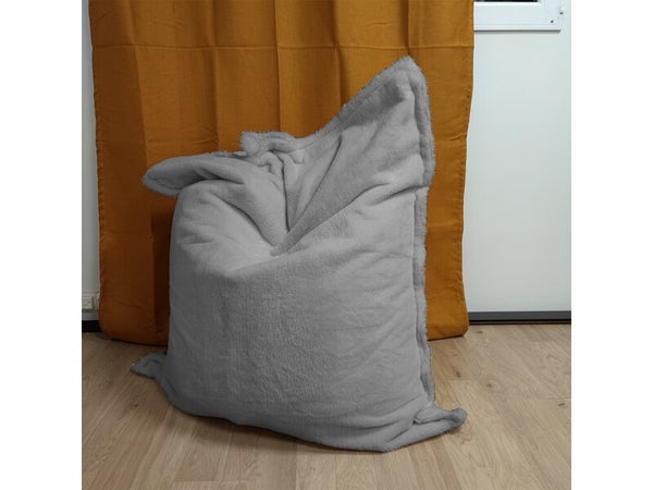 Maxi coussin fausse fourrure 110 x 130 cm gris