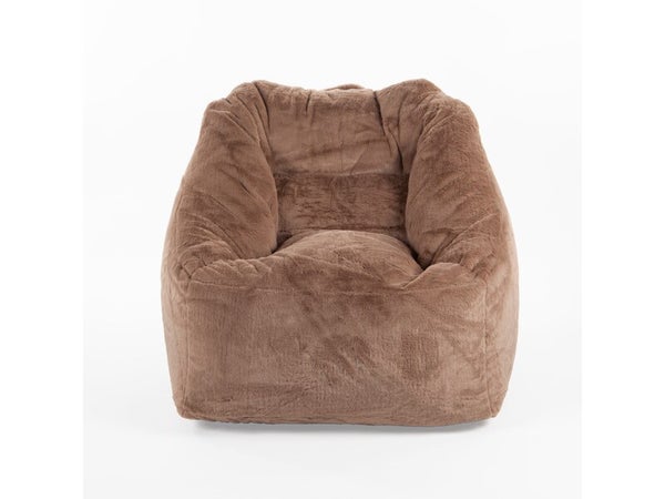 Fauteuil en fausse fourrure Marco, marron beige h. 80 cm x l. 80 cm