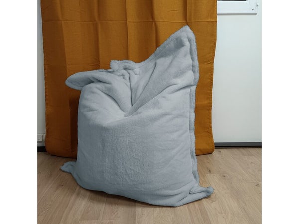 Maxi coussin en fausse fourrure 110 x 130 cm bleu glace