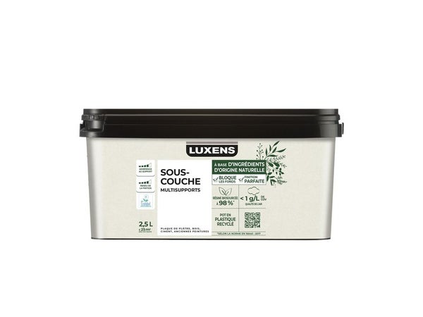 Sous-couche universelle (tous supports) Biosourcee LUXENS, 2.5 L, blanc