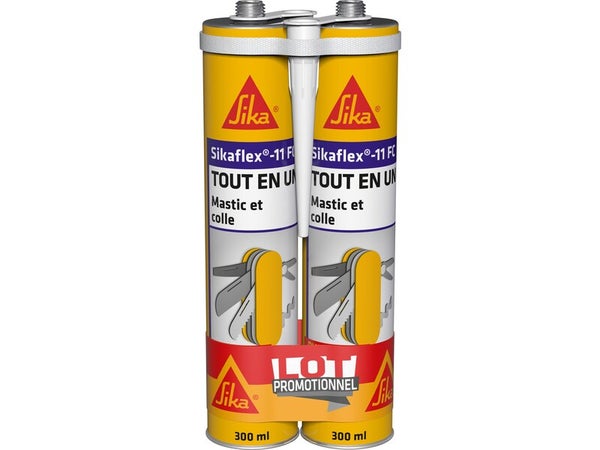 Lot de 2 colle et joint intérieur/extérieur polyuréthane Sikaflex-11FC Evolution blanc cartouche 300ml