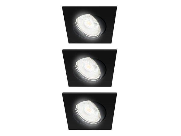 Lot de 3 spot encastré led Clane gu10 4000k orient carré noir INSPIRE