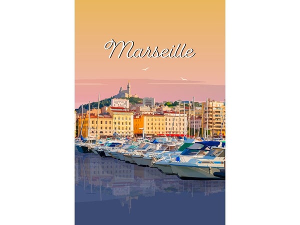Toile imprimée Port de Marseille, CEANOTHE l.30 x H.45 cm