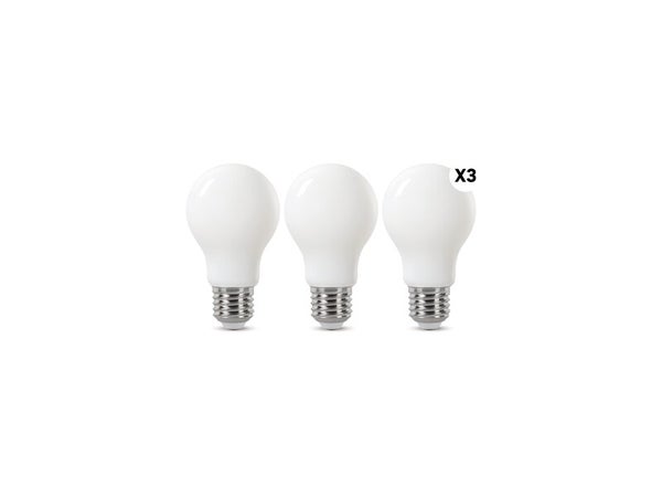 Lot de 3 ampoules led à filament classique,  E27, 806lm = 60W, blanc chaud, LEXMAN