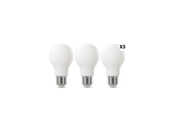 Lot de 3 ampoules led à filament classique,  E27, 806lm = 60W, blanc neutre, LEXMAN