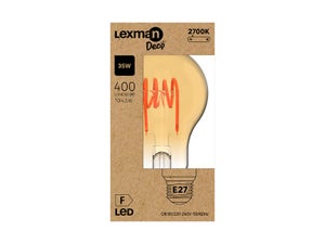 Ampoule led standard e27 4,5w=35w 400lm 2700k spirale ambre LEXMAN