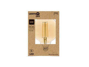 Ampoule led globe 125mm e27 7,8w=60w 806lm 2700k ambre LEXMAN