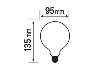 Ampoule led globe 95mm e27 4,9w=75w 1055lm depolie 2700k classe a lxm