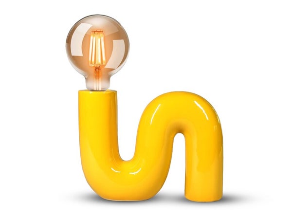 Lampe à poser pop serpent E27 céramique jaune