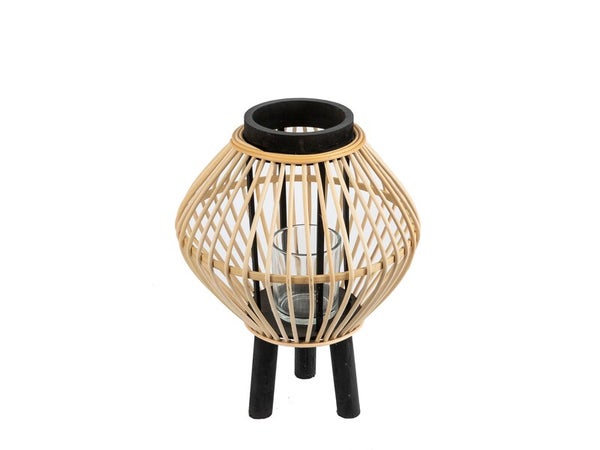 Lanterne bamboo natural black d30h40