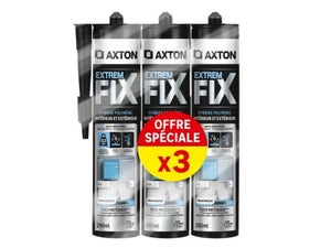 Colle fixation int/ext polymere axton extremfix transp cart 290ml x3