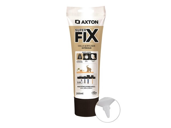 Colle de fixation acrylique tout fixer blanc, AXTON, 200ml