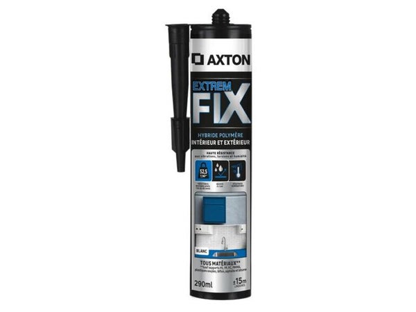 Colle fixation int/ext polymere axton extremfix blanc cart 290ml