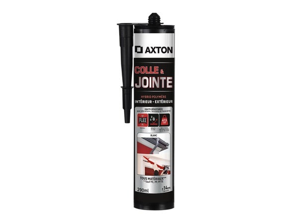 Colle et joint intérieur/extérieur polymere Axton blanc cartouche 290ml