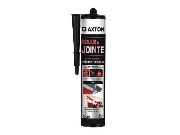 Colle et joint intérieur/extérieur polymere Axton noir cartouche 290ml