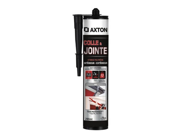 Colle et joint intérieur/extérieur polymere Axton gris cartouche 290ml