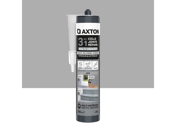 Mastic 3en1 multi usages polymère hybride AXTON gris cartouche 280ml