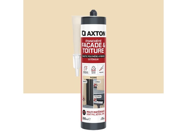 Mastic étanchéite facade/toiture polymère hybride AXTON t.pierre 280ml