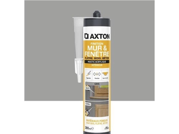 Mastic mur/fenetre acrylique platre/bois/beton AXTON gris cart 280ml