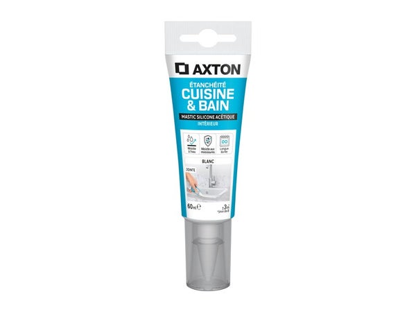 Mastic silicone cuisine/bain blanc AXTON tube 60 ml