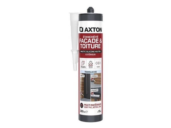 Mastic étanchéite facade/toiture silicone neutre AXTON transp c 280ml